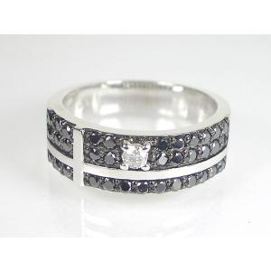 ダイヤモンドリング K18WG ブラックダイヤ...の詳細画像1