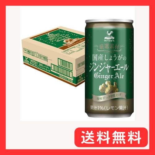 神戸居留地 厳選素材 国産しょうがのジンジャーエール 缶 185ml×20本  国産生姜使用 炭酸飲...