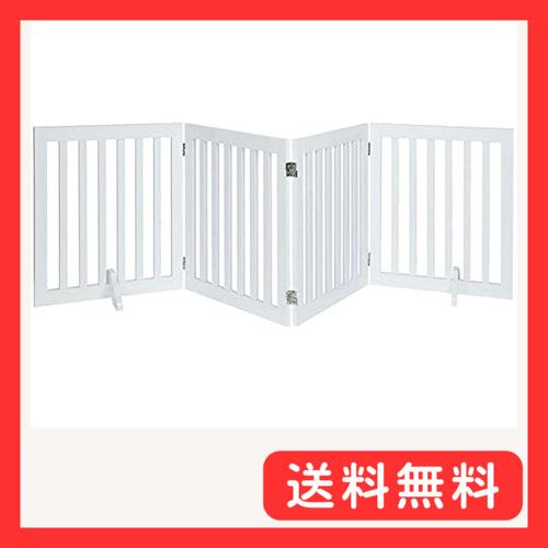 unipaws 木製犬用ゲート、折り式バリア、ペット用家具フェンス 、白い