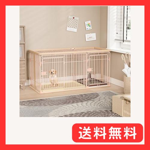 Petnniko 犬 ケージ 犬 ゲージ 幅146×奥行68×高さ70cm 小中大型犬用 屋根付き ...