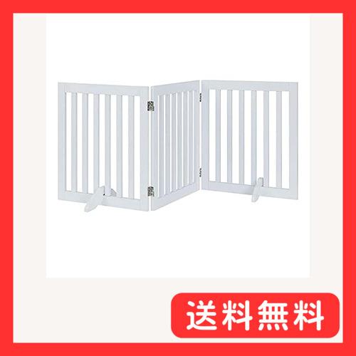 unipaws 木製犬用ゲート、折り式バリア、ペット用家具フェンス 、白い