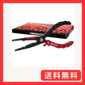 Umibozu(ウミボウズ) フィッシングプライヤー 釣り ペンチ 針外し 防錆 ラインカッター 軽量 カラビナロープ付き (1.レッド＆ブラッ
