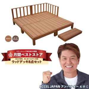 ウッドデッキ 人工木 diy キット おしゃれ 樹脂 材料 縁側 庭 ガーデン 手すり 階段 人工木材 8点セット 1坪｜goodlifewood