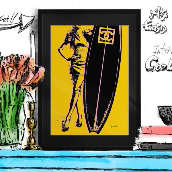 アートポスター（キャンバス） ブランド オマージュ シャネル サーフィン A4 クレイグガルシア C...