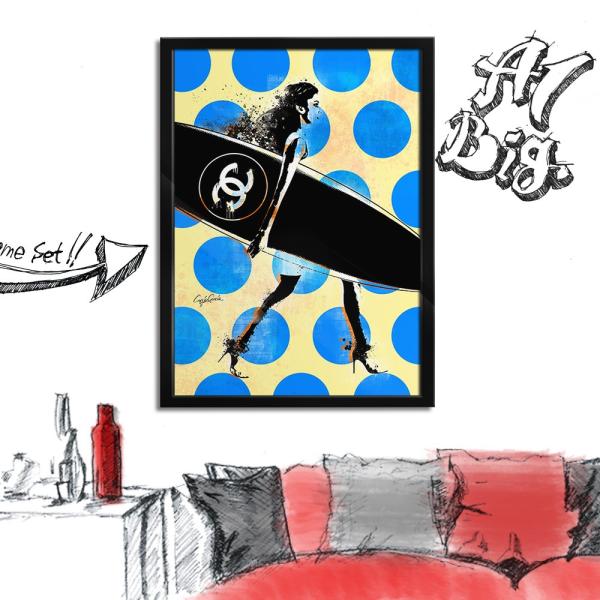 アートポスター（キャンバス） ブランド オマージュ シャネル サーフィン A1 クレイグガルシア P...