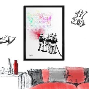 ポップアートポスター ブランド オマージュ ルイヴィトン 世界地図 A4