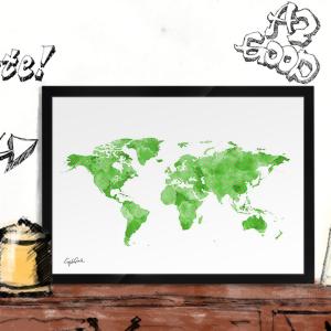 ポップアートポスター ブランド オマージュ ルイヴィトン 世界地図 A4