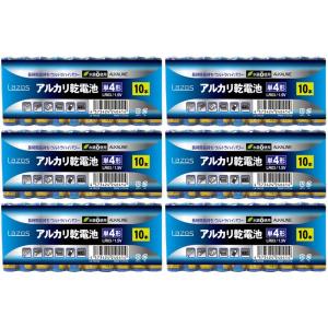 単4形 60本 アルカリ乾電池 LAZOS LA-T4X10 x6パック 水銀0 単4 アルカリ 電池 乾電池 アルカリ乾電池 単4電池