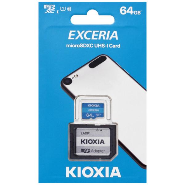 東芝・キオクシア64GB【microSDXCカードLMEX1L064GG2】SDアダプタ付・EXCE...