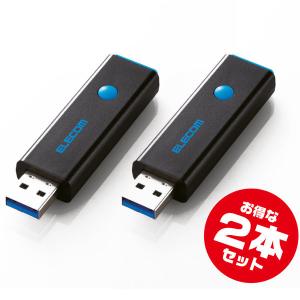 エレコム16GB【USBメモリMF-PSU316GBU x2個セット】USB3.0対応・ノック式・最大R=90MB/s・ブルー・メーカー1年保証