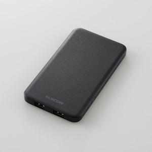 薄型モバイルバッテリー【DE-M09-5000BK】2台同時充電・2ポート合計2.1A・エレコム製