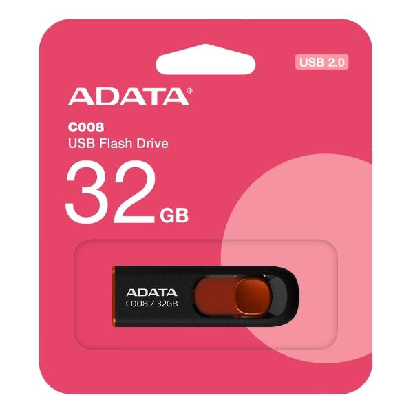USBメモリ 32GB 5年保証 A-DATA USB2.0 スライド式 AC008-32G-RKD...