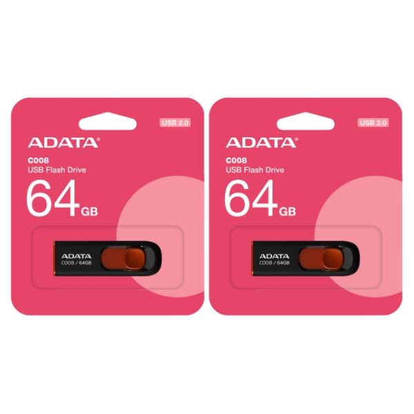 「2本セット」 USBメモリ 64GB 5年保証 A-DATA USB2.0 スライド式 AC008...
