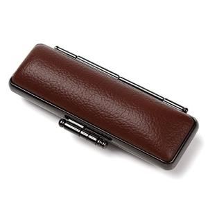 Airself 印鑑卸売工房 印鑑ケース PUレザー STソフト牛 ブラックメタル枠  はんこケース 印鑑入れ  最高級朱肉付