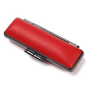 Airself 印鑑卸売工房 印鑑ケース PUレザー STソフト牛 ブラックメタル枠  はんこケース 印鑑入れ  最高級朱肉付