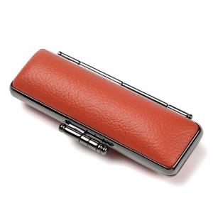 Airself 印鑑卸売工房 印鑑ケース PUレザー STソフト牛 ブラックメタル枠  はんこケース 最高級朱肉付 認印 銀行印 実印用
