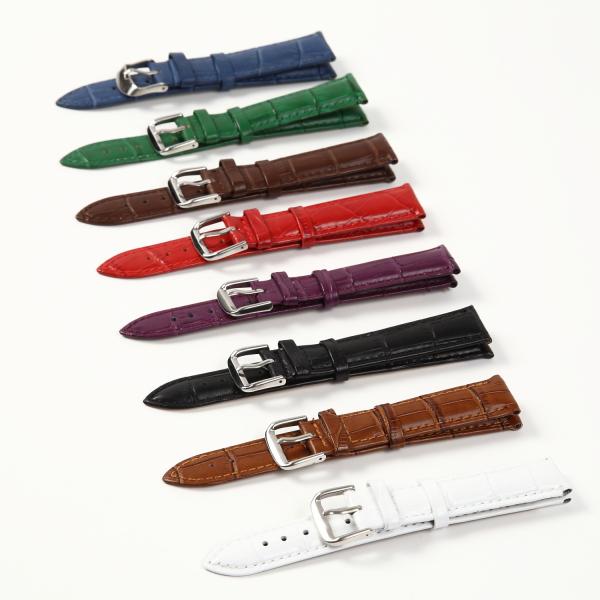 時計ベルト 本革 時計バンド クロコ型押し（交換説明書 交換工具 バネ棒付）