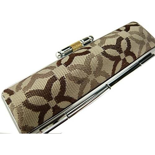 印鑑ケース 12ミリまで モノグラム柄 ライトブラウン オリジナル高級朱肉使用 かわいいはんこケース