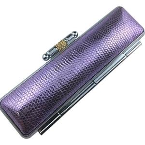 印鑑ケース かわいいはんこケース シャイニーパープル 本牛革使用 オリジナル高級朱肉使用 (13.5mm〜15mm)