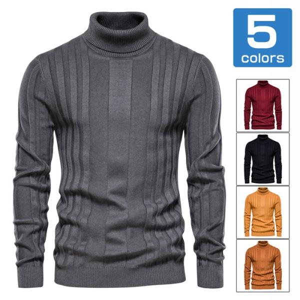 タートルネックセーター ニットセーター メンズ セーター タートルネック ニット 無地 シンプル ビ...