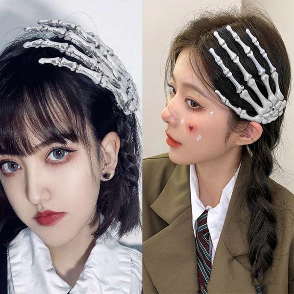 ハロウィン ヘアクリップ コスプレ ヘアアクセサリー 髪留め 髪飾り スケルトン 手 骸骨 ヘアピン...