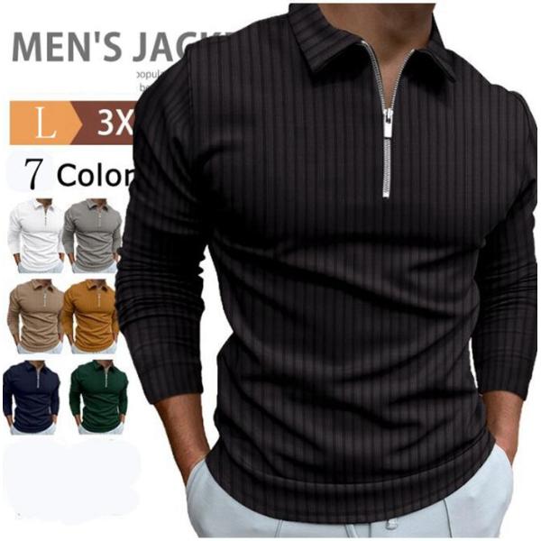 ゴルフウェア メンズ ポロシャツ ゴルフ 長袖 ハーフジップ トレーナー スポーツ tシャツ カジュ...