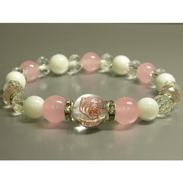 数量限定 プロ野球 阪神タイガース グッズ 天然石ブレスレット 水晶/ピンクホワイトクオーツMサイズ...