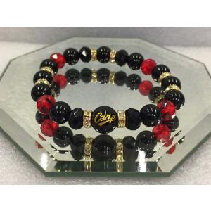 プロ野球 広島東洋カープ グッズ天然石ブレスレットブラックMサイズ-343