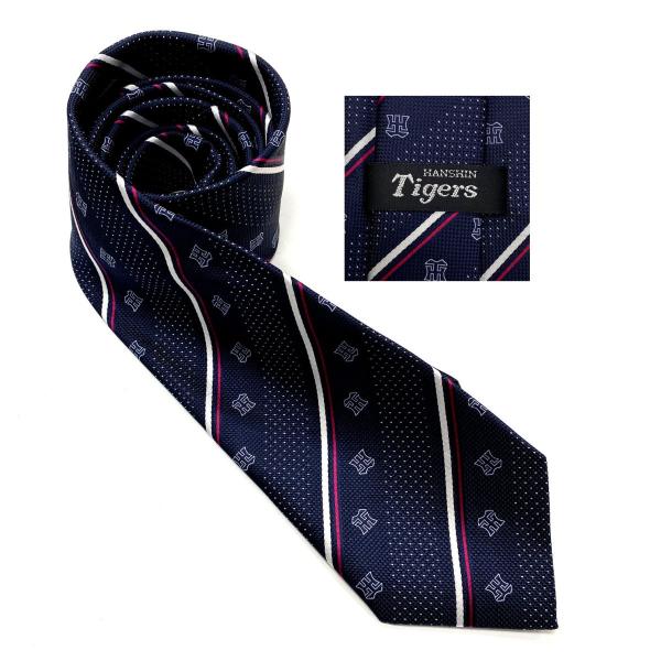 [Tigers] プロ野球グッズ 阪神タイガースグッズ ネクタイ THロゴネイビーブルーストライプ-...