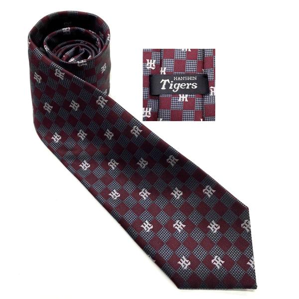 [Tigers] プロ野球グッズ 阪神タイガースグッズ ネクタイ THロゴ ボルドーワインチェック-...