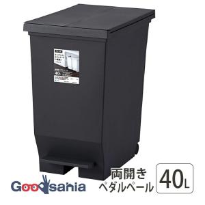アスベル ゴミ箱 エバン 両開きペダルペール 日本製 ブラック 40L A6304-07