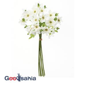 アスカ 造花 フラワーバンチ ホワイト 全長:約32cm、花径:約3.5〜4.5cm 1束(6本組) A-34511-001