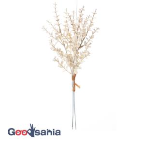 アスカ 造花 ミニユーカリバンチ ソフトベージュ 全長:約33cm、幅:約13cm 1束(3本組) A-44117-008A