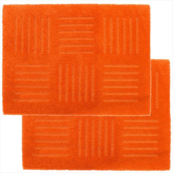 オカ ジョイントキッチンマット ピタプラス ブリック オレンジ 約45×60cm 2枚組