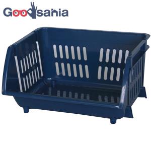 平和工業 収納ボックス 積み重ねバスケット 日本製 ナイトブルー 約23×44×36cm