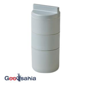 竹中 弁当箱 tutu ツツ 3段ランチボックス 日本製 グレー (上段)160ml×2、(下段)280ml T-36377