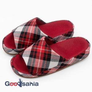 オクムラ スリッパ タータンチェック コンフォート Mサイズ レッド AAAA6908RE