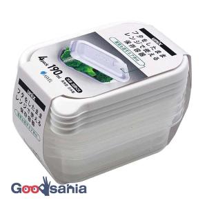アスベル 保存容器 ユニックス レンジ名人 長角 SS レンジ対応 日本製 ホワイト 約190ml A3700-09 4 個セット