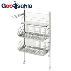 水切りラック シンク 突っ張り つっぱり 水切り台 3段 ステンレス