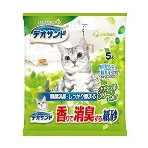 ユニチャーム　デオサンド香りで消臭する紙砂ナチュラルグリーンの香り５L【デオサンド】　２個セット｜goodsbank