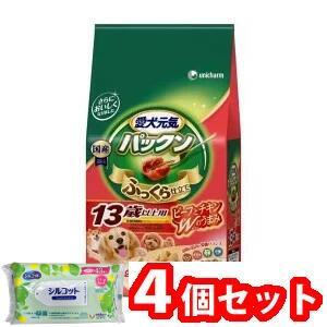 【今ならシルコットウェットプレゼント】ユニ・チャーム 4個セット  愛犬元気パックン13歳以上用ビー...