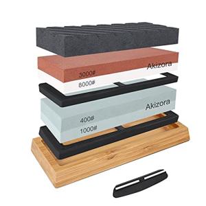 Akizora 砥石 包丁研ぎ石 400 1000 3000 8000 両面砥石 2点セット