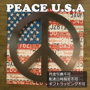 PEACE U.S.A 木製プレート インテリア 木製看板 ピースマーク アメリカン雑貨｜goodsfarm