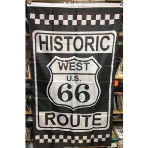 ルート66 タペストリー フラッグ ヒストリック ROUTE66 アメリカン雑貨｜goodsfarm