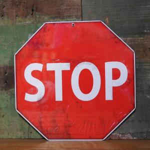 STOP ブリキ看板 トラフィックサインプレート 道路標識