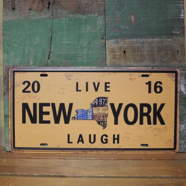ニューヨーク コマーシャルプレート NEW YORK LAUGH ブリキ看板 CMプレート アメリカ...
