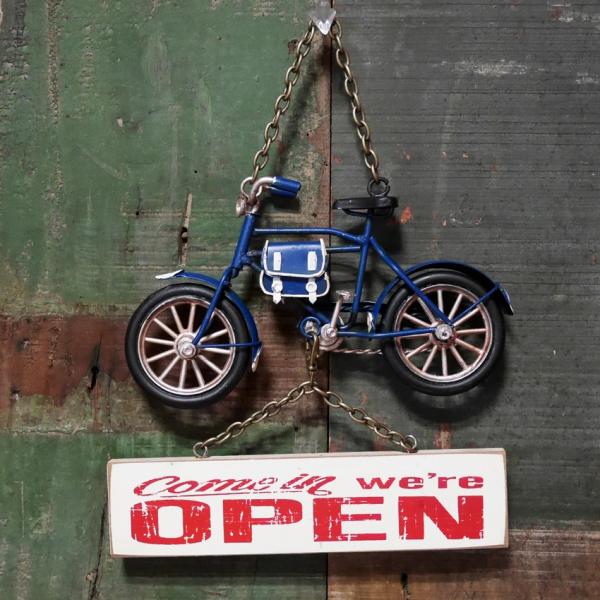 バイシクル オープン＆クローズボード ヴィンテージカー プラッケ Blue Bicycle インテリ...