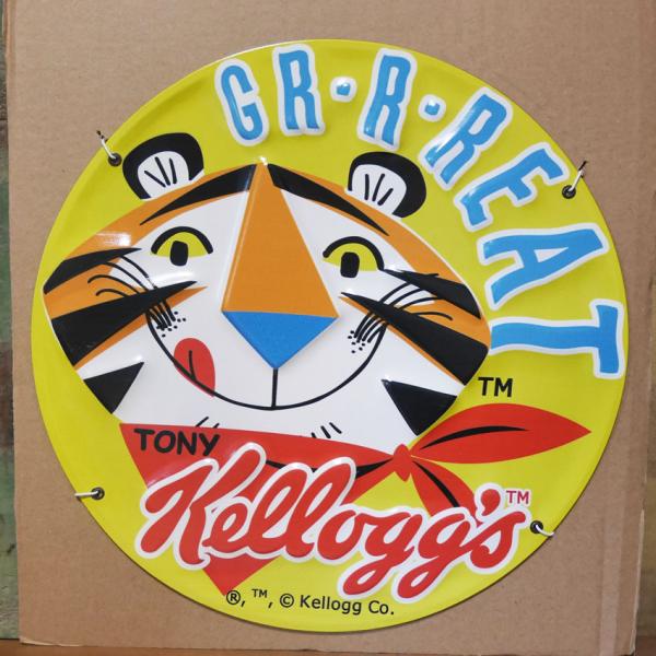 ケロッグ トニータイガー エンボスメタルサイン KELLOGGS ブリキ看板 TONY GREAT-...