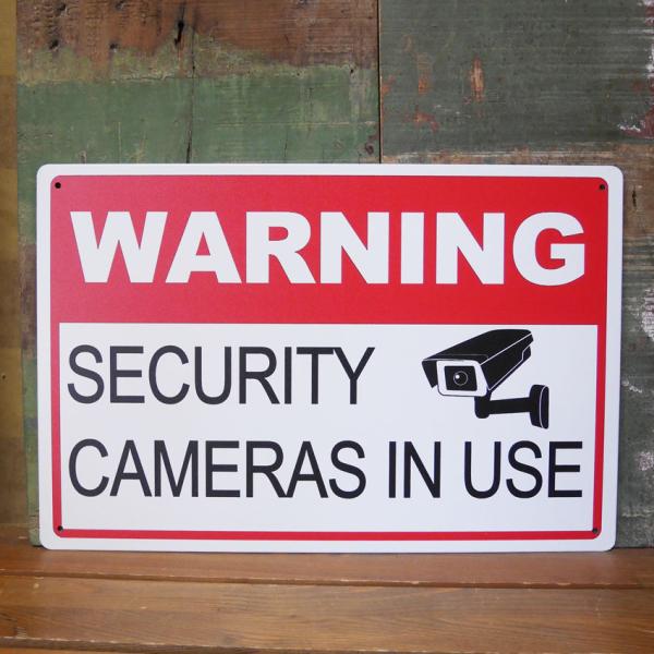 WARNING SECURITY CAMERAS IN USE アメリカン サインボード A4 イン...