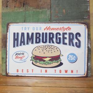 ハンバーガー BIG TIN SIGN エンボス サインプレート BURGER ブリキ